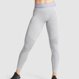Gymshark Flex Leggings - Light Grey Marl/Blue